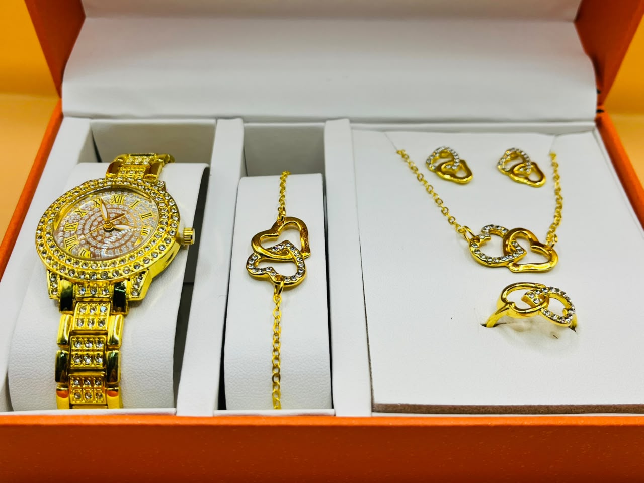 Ladies' Watch & Jewelry Student Starry Sky Quartz Watch Fashion Leisure Set Steel Belt Water Diamond Watch Set