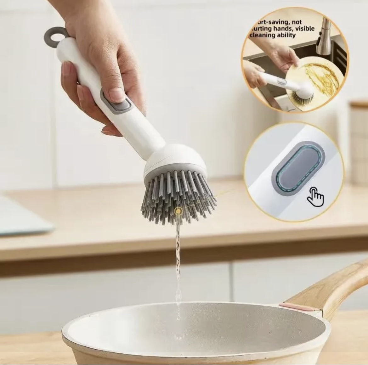 2-in-1 Liquid Soap Dispenser Cleaning Brush with Long Handle - Imported Kitchen Dishwashing Scrub Brush Kitchen Brush, Dishwashing Brush, Soap Dispenser Brush, Pot Cleaning Brush, Magic Cleaning Brush, Imported Kitchen Tools
